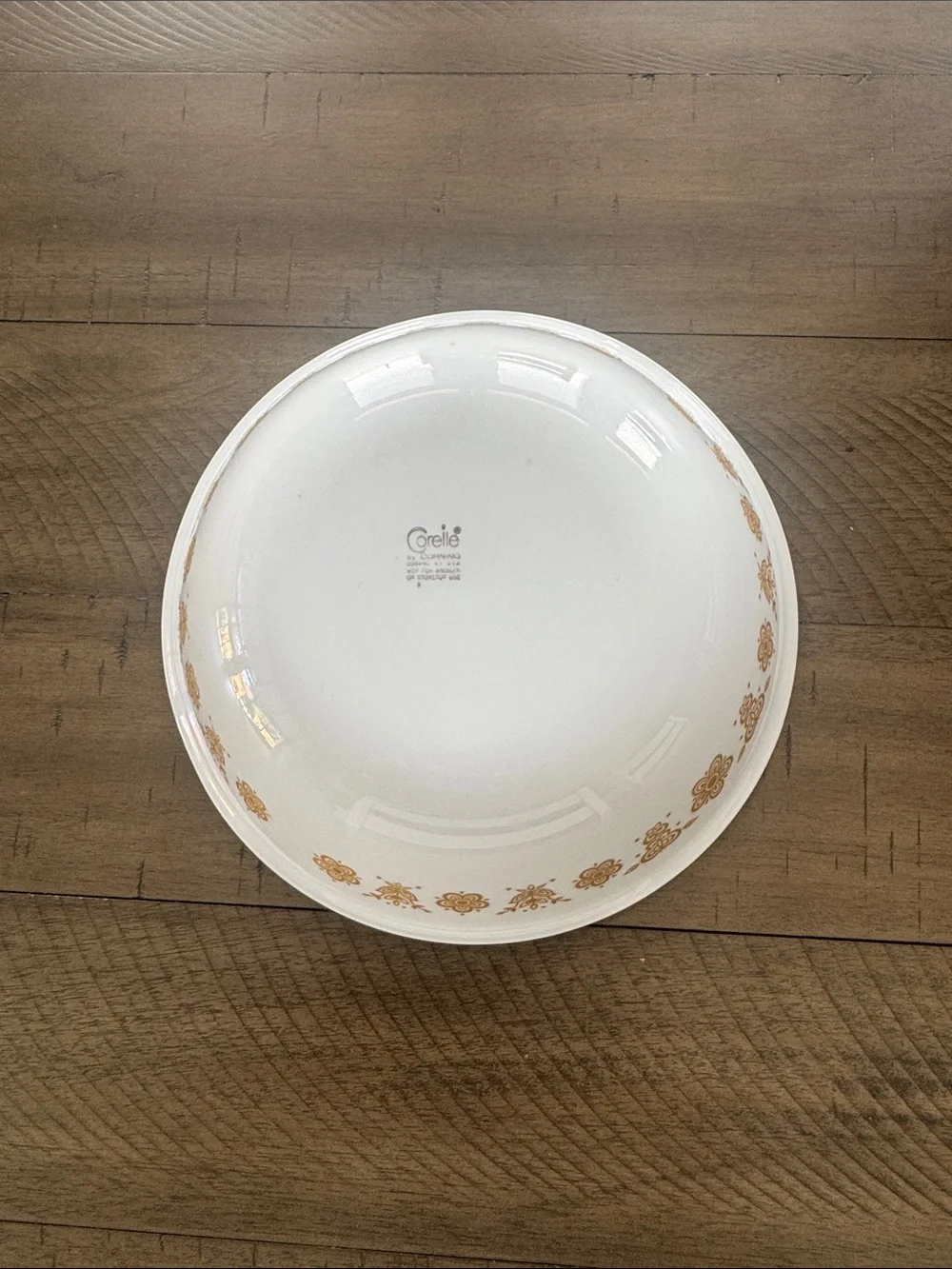 Corelle White Bowl with Gold Floral Border Serving Bowl